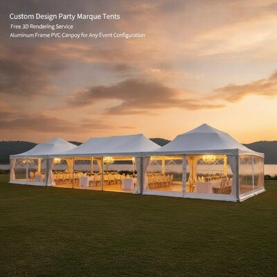 satın al Özel Tasarım Parti Marquee Çadırları Ücretsiz 3D Rendering Servisi Herhangi Bir Etkinlik Yapısı İçin Alüminyum Çerçeve PVC Kanopisi Çevrimiçi üretim