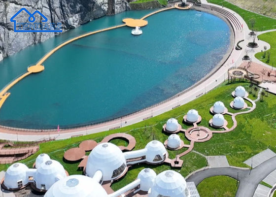 Lüks Yangına Karşı Glamping Otel Çadırı Geodezik Kubbe Evde Kalmak İçin En İyi Aile Glamping Çadırı