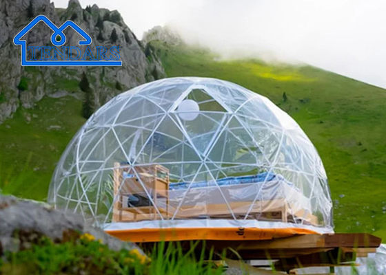 Çelik Çerçeveli Bubble House Dışarıdaki Yemek, 16ft yuvarlak Trampolin, Şişme Kupla Glamping Çadırı Satılık