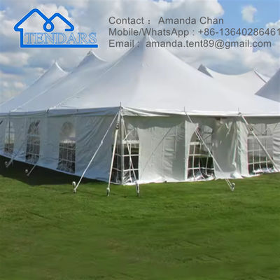 Elegant Bahçe Partisi Marquee Çadırları Galvanizli Çerçeve PVC Kumaş Beyaz Çatı Yapısı
