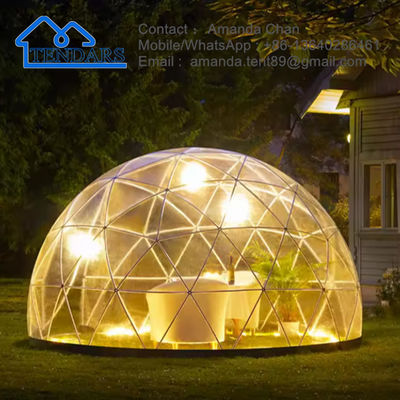 Glamping etkinliği için kışın şeffaf kanıtlı jeodezik kamp çadırı yuvarlak kubbe çadırı