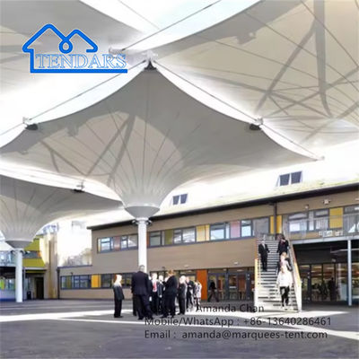 Ağır Güçlü Gölge Membran Yapısı Dokuma Beyaz Renk Tarps PVC Vinil Çadır