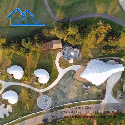 Salyangoz şeklindeki kalıcı açık hava çadırı Prefab Eco Lodge Membran yapısı çadırı