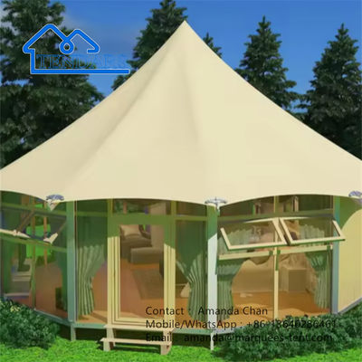 Özel Kamp Dış Çapraz Cam Duvar Çadır Polygon Çadır Banyo ile