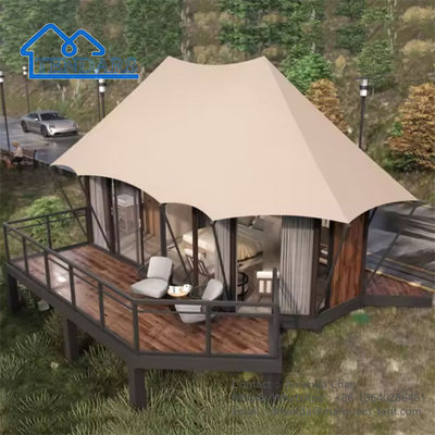 Su geçirmez Resort Çelik Çerçeve Çadır Aile Safari Otel Lodge Çadır Banyo ile