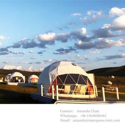 Çatı Pvc Isıtmalı Eco Prefab Şeffaf Lüks Ve Rahatlık Yarı Küresel Otel Kubbe Glamping Çadırı