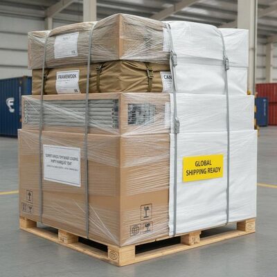 İhracat Sınıfı Konteyner Yükleme Partisi Marquee Çadır Tam Paketleme Sistemi Fumigated Palet Global Nakliye Hazır