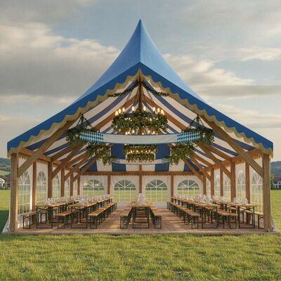 Alman Oktoberfest Tarzı Bira Partisi Kayan Çadır Geleneksel Bavyera Tasarımı Uzun Masa Tezgah Oturma Avrupa Festivali Gölgelik