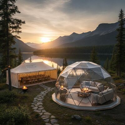 Wilderness Açık Hava Macerası Glamping Dome Parti Marquee Çadırı Kanada Ulusal Parkı Kamp Etkinlikleri için Panoramik Görünüm