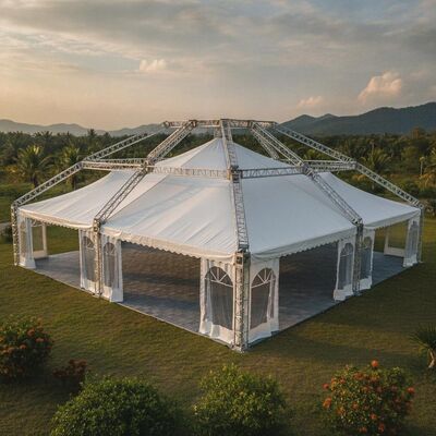 Ağır Güçlü Parti Marquee Çadırı Alüminyum Çerçeve Yapısı Malezya Açık Hava Festivali Etkinlikleri için PVC Kumaş